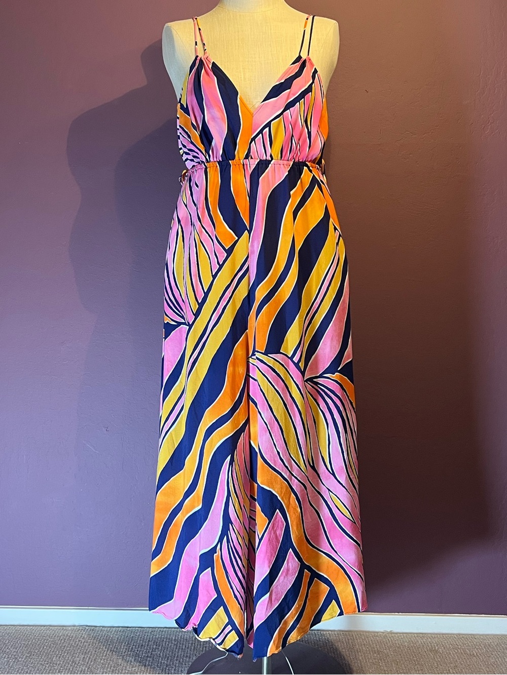 💖Anthropologie Maeve Finley Wide Leg Jumpsuit • Pink Animal Print • Pockets! - Picture 4 of 8